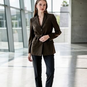 Nic Janik Vintage Belted Blazer Retro Corporate Goth Dark Academia Jacket